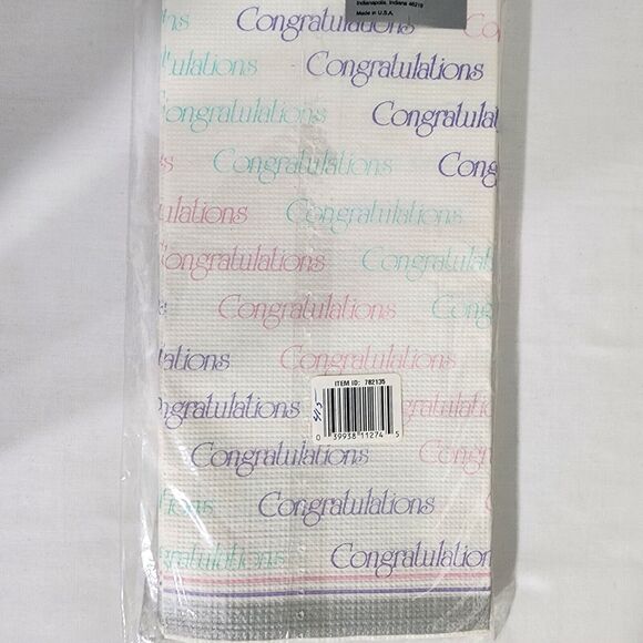 Vintage Paper Art Extra Large Table Cover Congratulations 54x102" Tablecloth - Picture 3 of 5